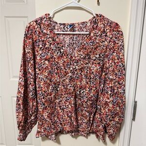 Old Navy Floral Print Women's Blouse - Red and Black